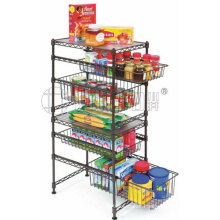 Powder Coating DIY Metal Home Storage Shelf with Basket (LD452090C5E)